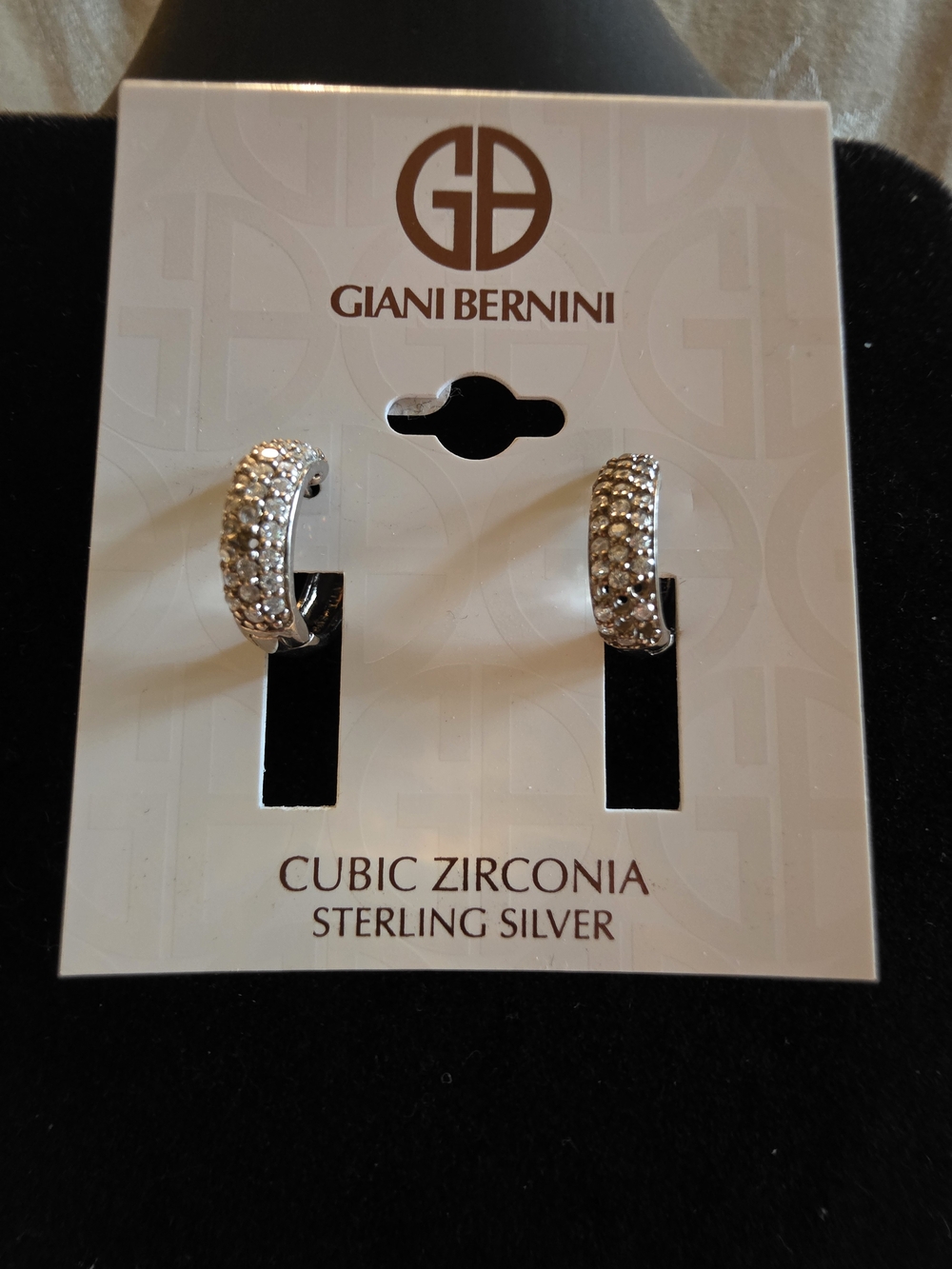 #352 Giani Bernini Silver Cubic Zirconia Huggie Hoop Earrings - Sterling Silver